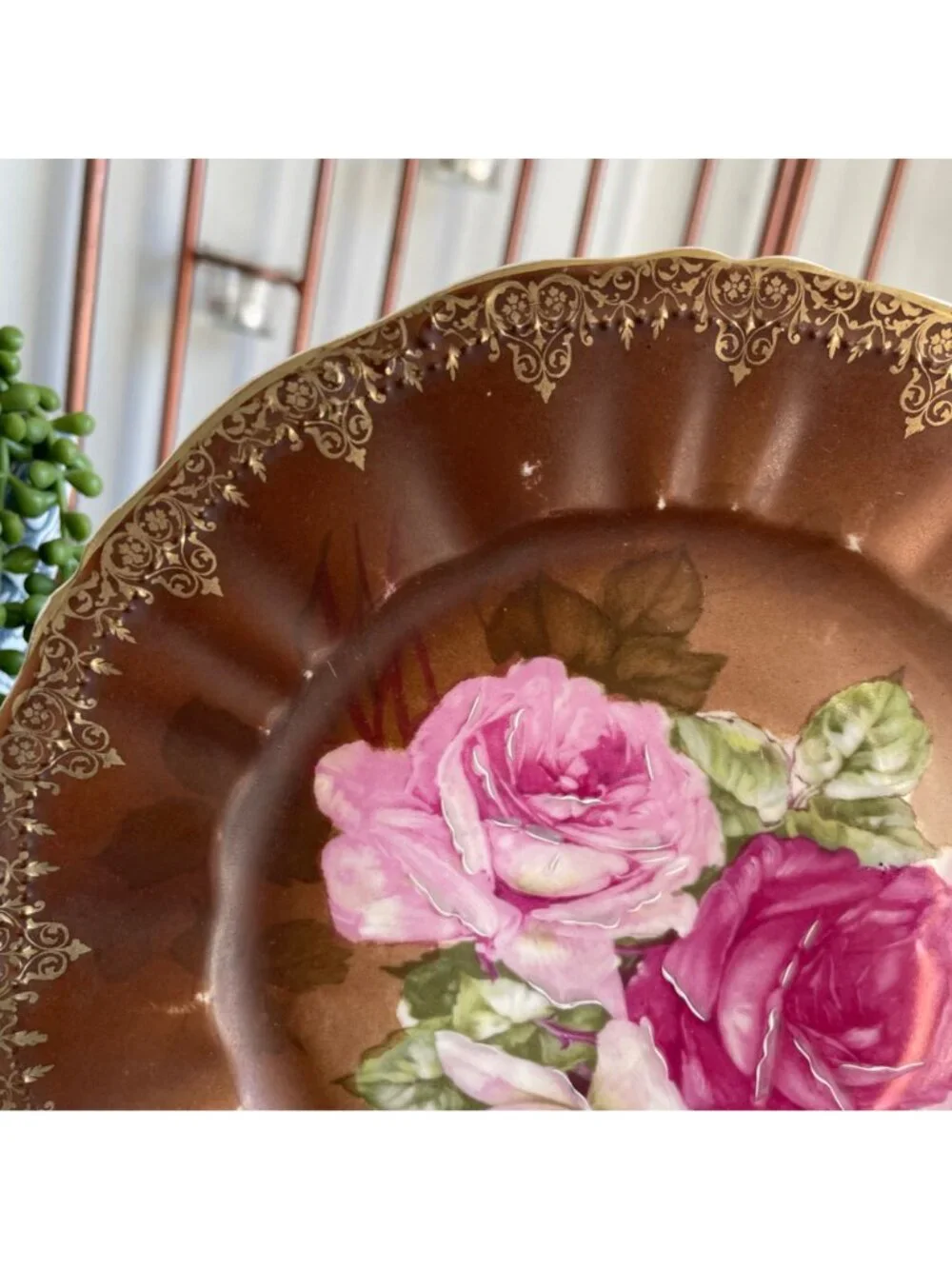 Atq Carl Tielsch Altwasser Germany Plate Hand Painted Roses Gold Gild #27361 31